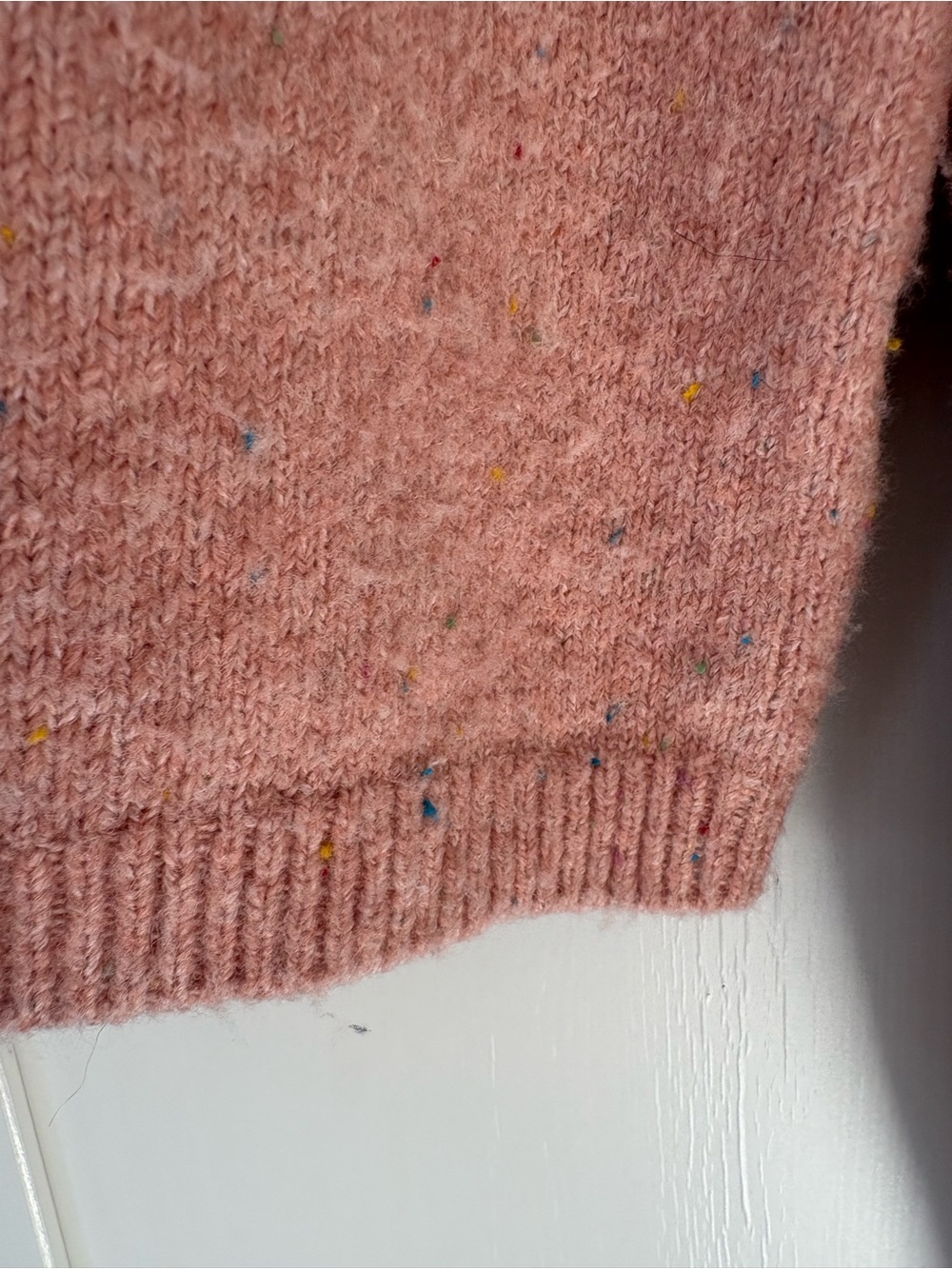 Self Contrast Pink Speckled Ruffle Collar Cardigan Size M - Picture 8 of 11